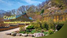  Presentation with south korea interest rate - Slide set with national park seoraksan south korea background and a tawny brown colored foreground