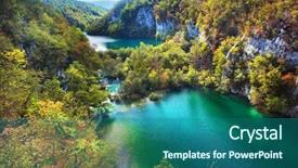  Presentation with spring water - Presentation enhanced with national park spring - lakes in forest crystal clear background and a ocean colored foreground