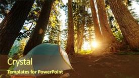  Presentation with tent - Cool new slides with national park spring - tent in the mountains backdrop and a tawny brown colored foreground