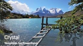  Presentation with lake dock - Audience pleasing presentation theme consisting of national park torres del paine chile boat dock on lake pehoe on the opposite side of the lake majestic snow-capped cliffs of los kuernos backdrop and a ocean colored foreground