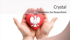 Presentation with heart hands - Slide set with national security - hands covering polish coat background and a white colored foreground