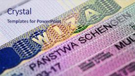  Presentation with national security - PPT layouts featuring national security - macro photo of shengen visa background and a sky blue colored foreground