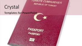  Presentation with passport - Amazing presentation theme having national security - new turkish passport isolated backdrop and a coral colored foreground