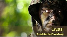  Presentation with national security - Presentation design featuring national security - portrait of young soldier face background and a tawny brown colored foreground