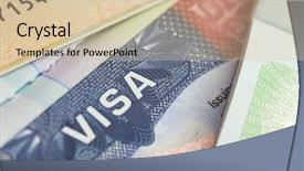  Presentation with passport - Cool new slide set with national security - usa visa in a passport backdrop and a lemonade colored foreground