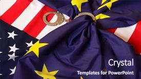  Presentation with usa flag - Beautiful PPT theme featuring national security terrorism - partnership usa and eu flag backdrop and a navy blue colored foreground