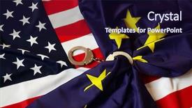  Presentation with national security - Colorful presentation theme enhanced with national security terrorism - partnership usa and eu flag backdrop and a wine colored foreground