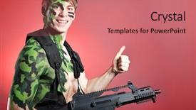  Presentation with terrorism - Presentation design enhanced with national security terrorism - shot of a conceptual soldier background and a coral colored foreground