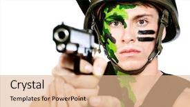  Presentation with national security - Colorful PPT layouts enhanced with national security terrorism - shot of a conceptual soldier backdrop and a coral colored foreground