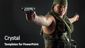  Presentation with national security - Cool new PPT theme with national security terrorism - shot of a conceptual soldier backdrop and a black colored foreground