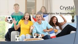  Presentation with france flag - Beautiful PPT theme featuring national socialism - soccer fans with france flag backdrop and a soft green colored foreground