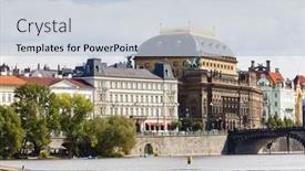  Presentation with czech republic - Beautiful presentation theme featuring national-theatre-prague-czech-republic backdrop and a lemonade colored foreground