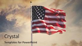  Presentation with american flag waving - Beautiful presentation theme featuring american flag waving backdrop and a soft green colored foreground