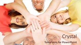  Presentation with students - Presentation theme consisting of national education - group of happy students staying background and a lemonade colored foreground