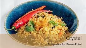  Presentation with meat - Theme consisting of national-uzbek-pilaf-with-meat background and a gold colored foreground