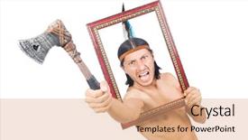  Presentation with native american - Audience pleasing presentation theme consisting of native american in funny concept isolated on white backdrop and a coral colored foreground