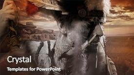  Presentation with native indian - Presentation design featuring native american indian chiet background and a tawny brown colored foreground