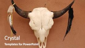  Presentation with native american indians - Colorful PPT theme enhanced with native american indians - decorated pueblo bull skull backdrop and a coral colored foreground