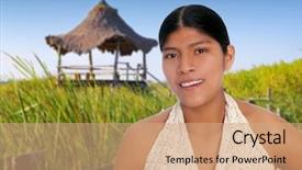  Presentation with mayan - Slide set featuring native indian - latin hispanic mayan woman portrait background and a coral colored foreground
