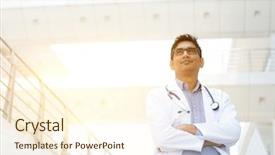  Presentation with asian doctor - Presentation design with portrait of confident asian indian background and a cream colored foreground