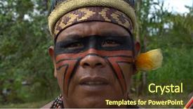  Presentation with native indian - PPT layouts consisting of native brazilian indian man background and a tawny brown colored foreground