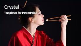  Presentation with black girl - Audience pleasing presentation consisting of native costume of japanese geisha backdrop and a black colored foreground