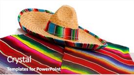  Presentation with mexican - Slide deck with native design - mexican serape and a sombrero background and a tawny brown colored foreground