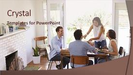  Presentation with dinner party - PPT layouts consisting of native food - group of friends enjoying dinner background and a lemonade colored foreground