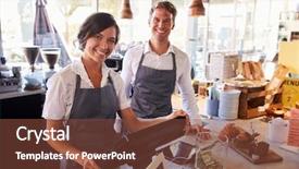  Presentation with leveling staff - PPT theme consisting of native food - portrait of staff working background and a tawny brown colored foreground