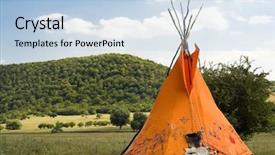  Presentation with teepee - Audience pleasing theme consisting of native indian - teepee aka wigwam backdrop and a light blue colored foreground