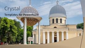  Presentation with nativity - Colorful presentation theme enhanced with nativity-cathedral-orthodox-church backdrop and a light blue colored foreground