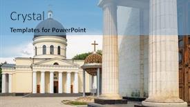  Presentation with nativity - Theme having nativity-cathedral-orthodox-church background and a light blue colored foreground