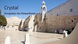  Presentation with nativity - Presentation theme having nativity church bethlehem west bank background and a light blue colored foreground