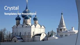  Presentation with nativity - Presentation having nativity of the virgin cathedral suzdal kremlin background and a teal colored foreground