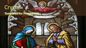  Presentation with nativity - PPT theme consisting of nativity-scene-stained-glass background and a tawny brown colored foreground