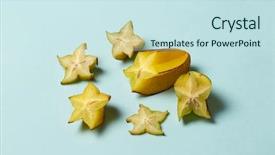  Presentation with fruit tree - Amazing presentation theme having nativity star - carambola half and slice isolated backdrop and a sky blue colored foreground