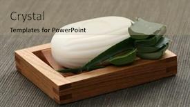  Presentation with natural soap - Beautiful PPT theme featuring natural aloe vera soap - beauty treatment backdrop and a coral colored foreground