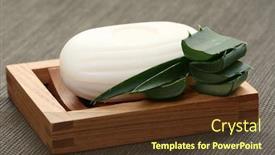  Presentation with natural soap - Amazing PPT layouts having natural aloe vera soap - beauty treatment backdrop and a tawny brown colored foreground