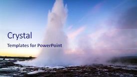 Presentation with iceland - Beautiful presentation theme featuring natural and tourist attraction geothermal backdrop and a sky blue colored foreground