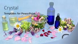  Presentation with aromatherapy oil - Amazing presentation theme having natural-aromatherapy-essential-oil-preparation backdrop and a light blue colored foreground