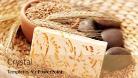  Presentation with natural soap - Colorful theme enhanced with natural bar of soap with honey and wheat - beauty treatment backdrop and a yellow colored foreground