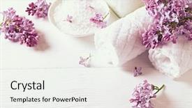  Presentation with ayurvedic medicine and nature spa - Colorful theme enhanced with natural bath salt cotton towels backdrop and a white colored foreground