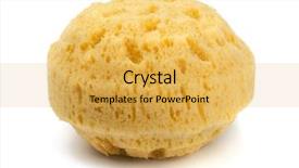  Presentation with natural - Slide set enhanced with natural bath sponge isolated on white background and a yellow colored foreground