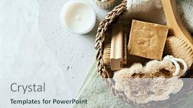  Presentation with natural products - Theme consisting of natural-body-care-products background and a sky blue colored foreground