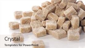  Presentation with sugar cubes - Presentation theme featuring natural brown sugar cubes on white reflecting background background and a soft green colored foreground