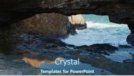  Presentation with cave - PPT theme featuring natural-cave-with-big-sea background and a ocean colored foreground