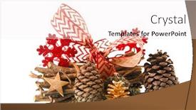  Presentation with snowflakes - PPT theme enhanced with natural-christmas-decoration-with-wooden background and a sky blue colored foreground