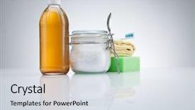  Presentation with soda - PPT theme consisting of natural cleaners vinegar baking soda background and a sky blue colored foreground