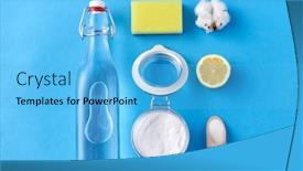  Presentation with blue flower - Beautiful theme featuring natural-cleaning-stuff-and-eco backdrop and a light blue colored foreground