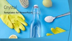  Presentation with rubber gloves - Colorful PPT theme enhanced with natural-cleaning-stuff-and-eco backdrop and a light blue colored foreground